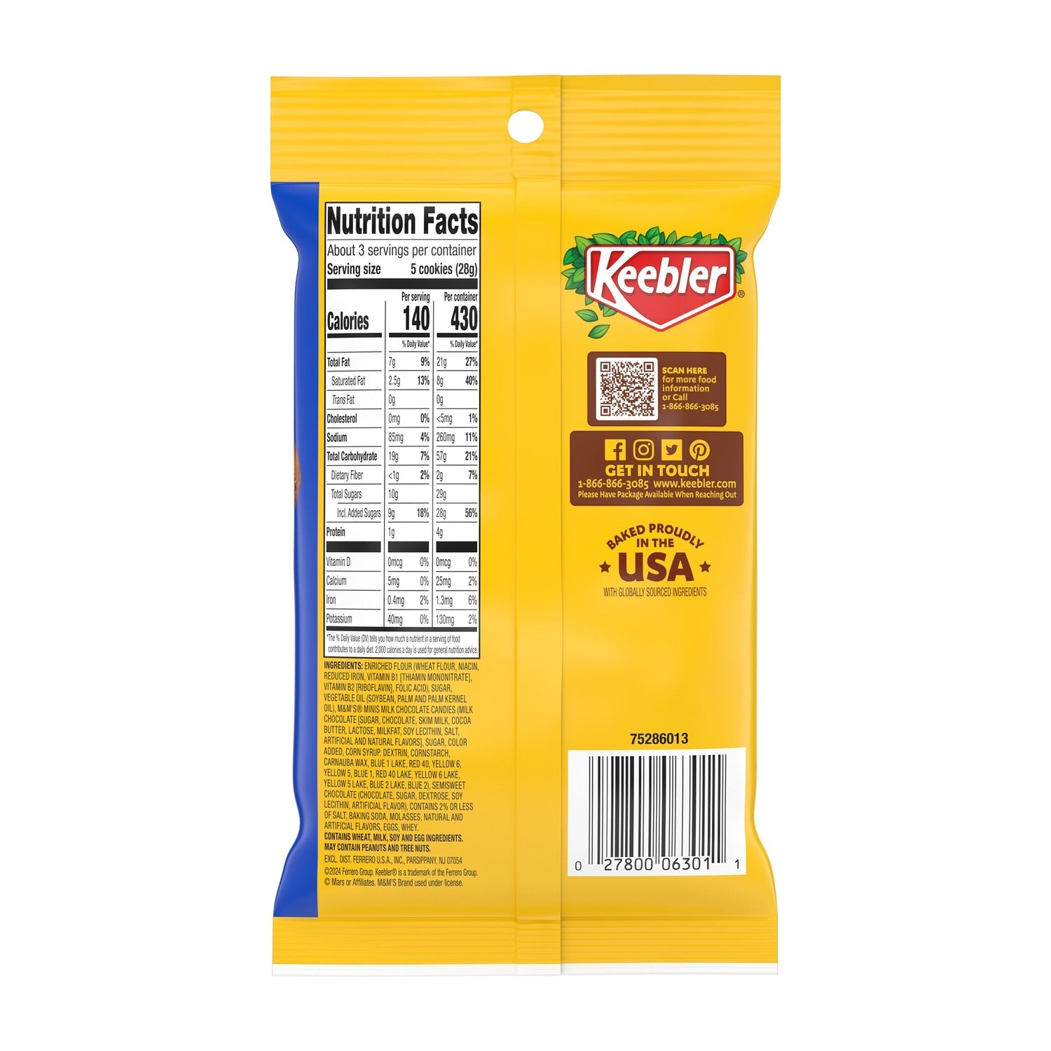 Keebler Chips Deluxe Mini Cookies with M&amp;Ms, 3.03 oz.