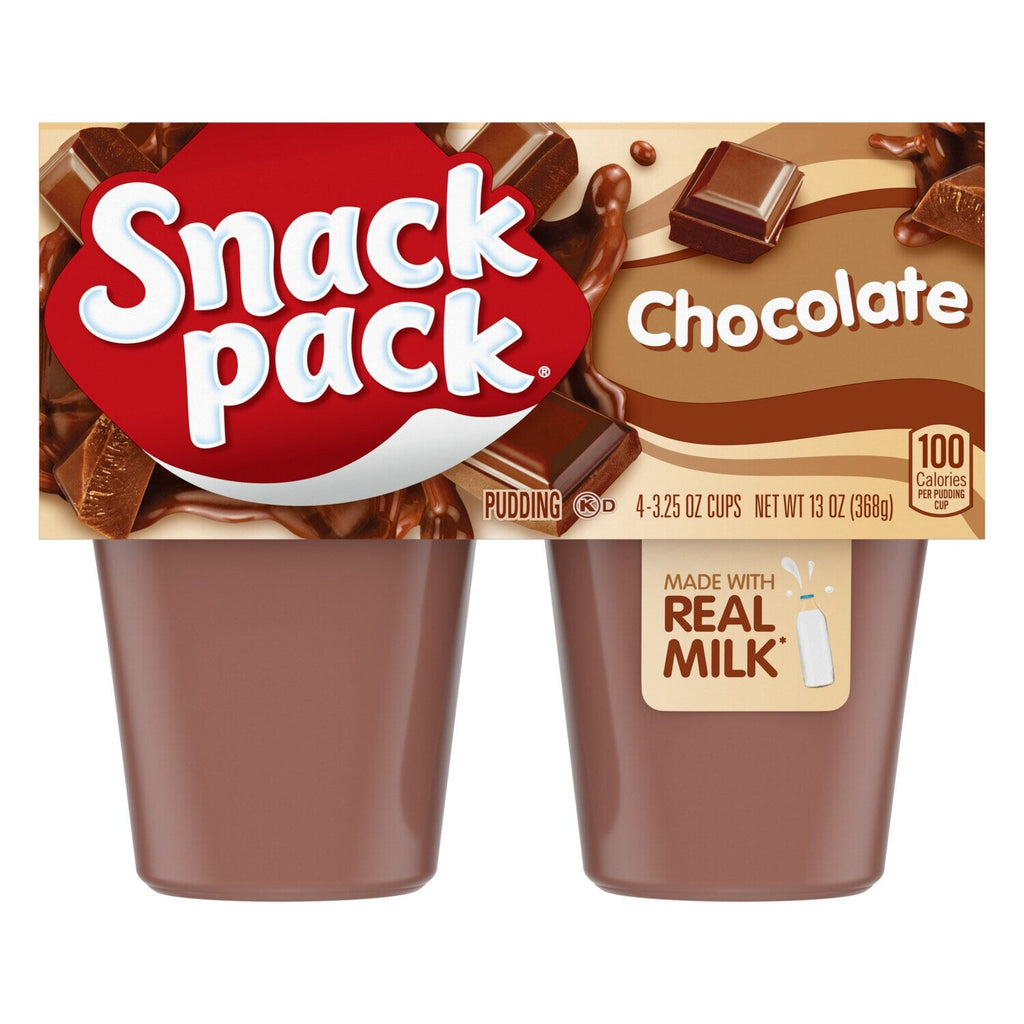 Snack Pack Chocolate Pudding, 3.25 oz Pudding Cups, 4 Count