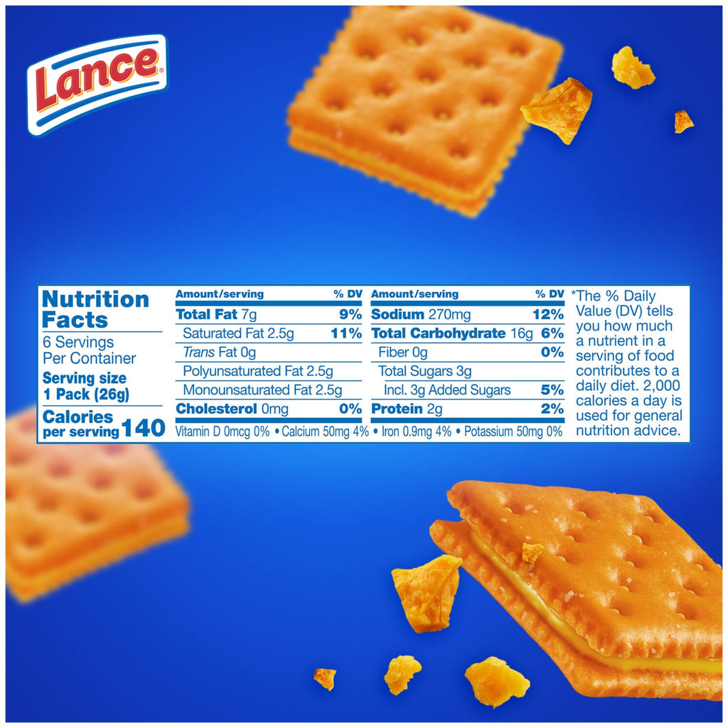 Lance Sandwich Crackers - ToastChee Cheddar, 6 pk.