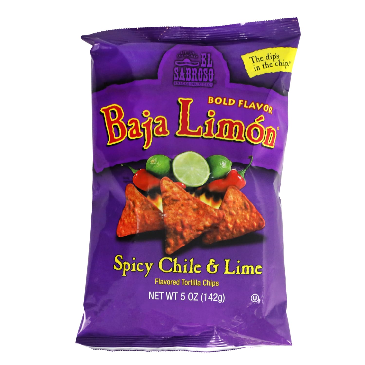 El Sabroso Baja LimÃ³n Spicy Chile &amp; Lime Tortilla Chips, 5-oz.