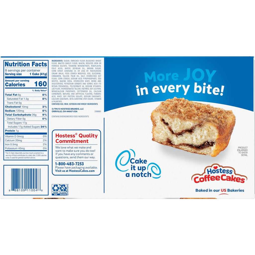 Hostess Cinnamon Streusel Coffee Cakes, 8-pc Pack.