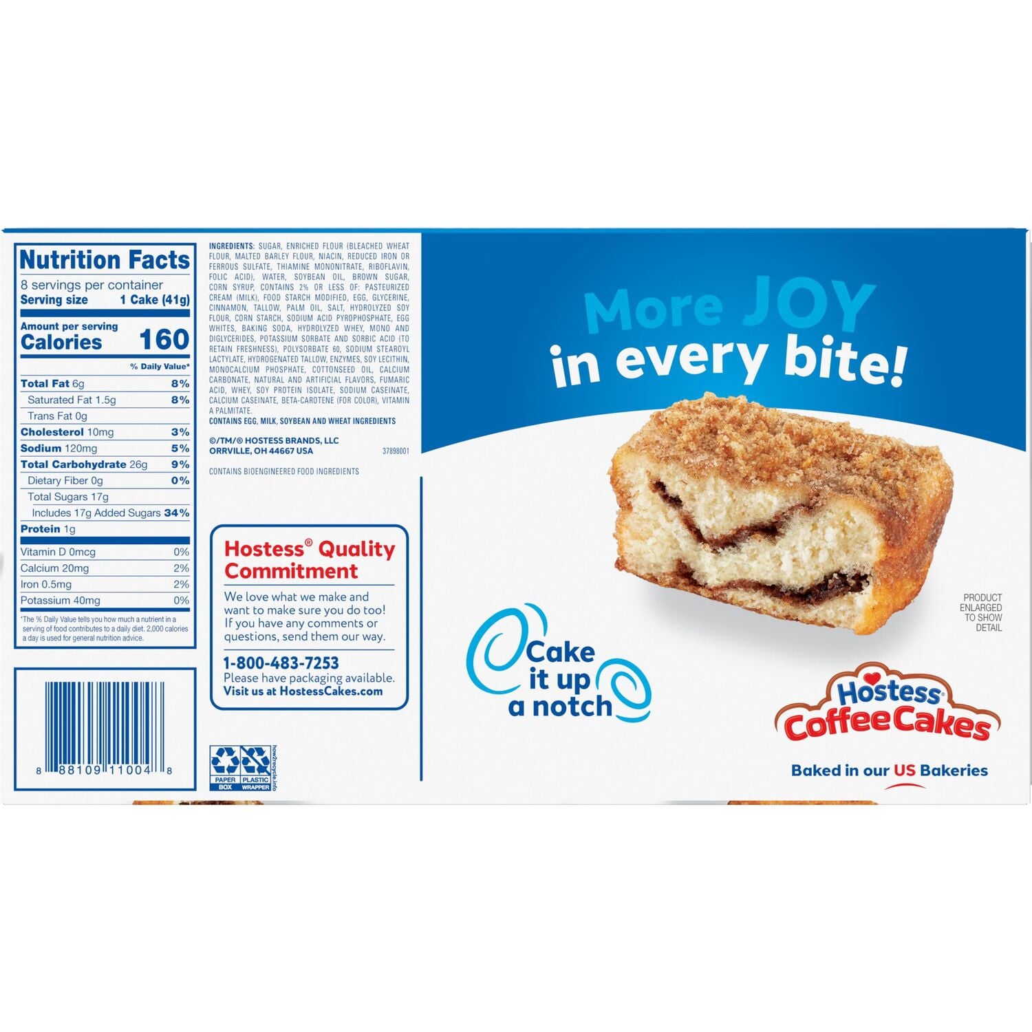 Hostess Cinnamon Streusel Coffee Cakes, 8-pc Pack.