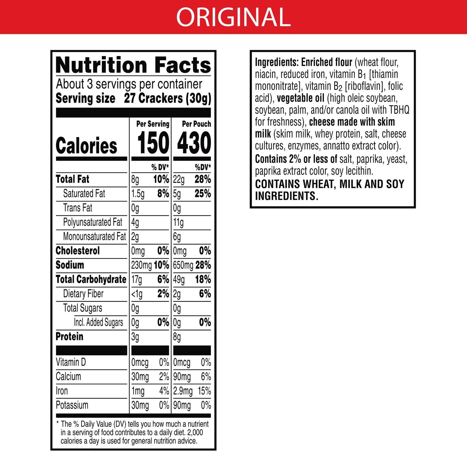 Kellogg's Cheez-It Grab N' Go Original Baked Snack Crackers, 3 oz.