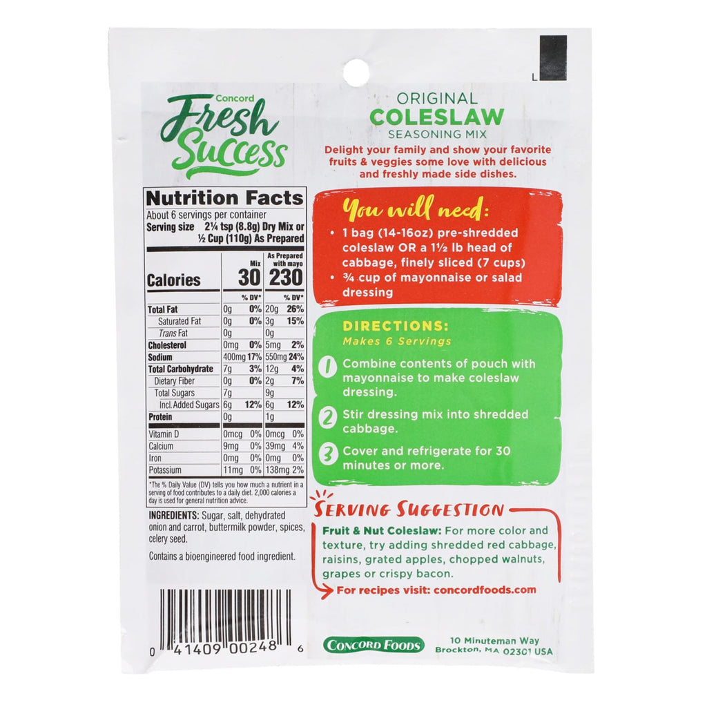 Concord Fresh Success Coleslaw Seasoning Mix Packets, 1.87-oz.