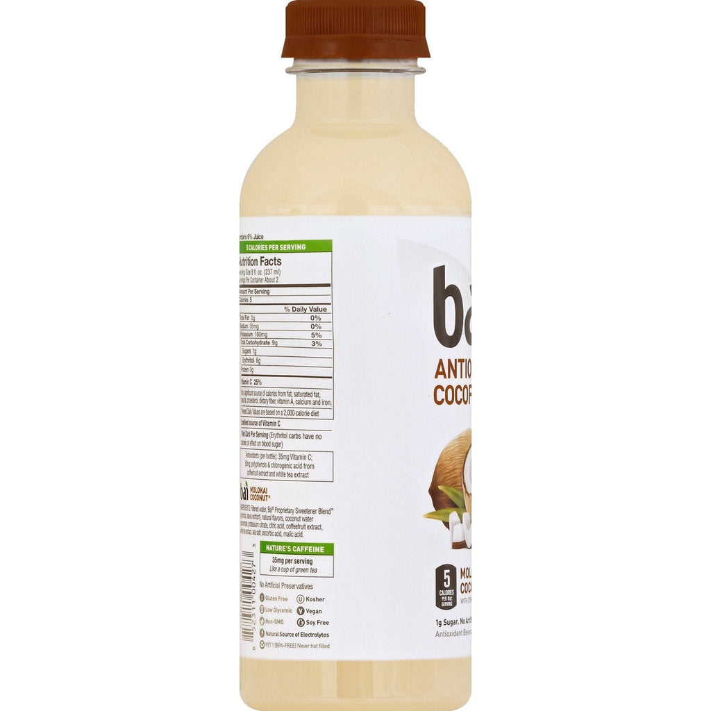 Bai Coconut Flavored Water, Molokai Coconut, Antioxidant Infused Drinks, 18 Fluid Ounce Bottle