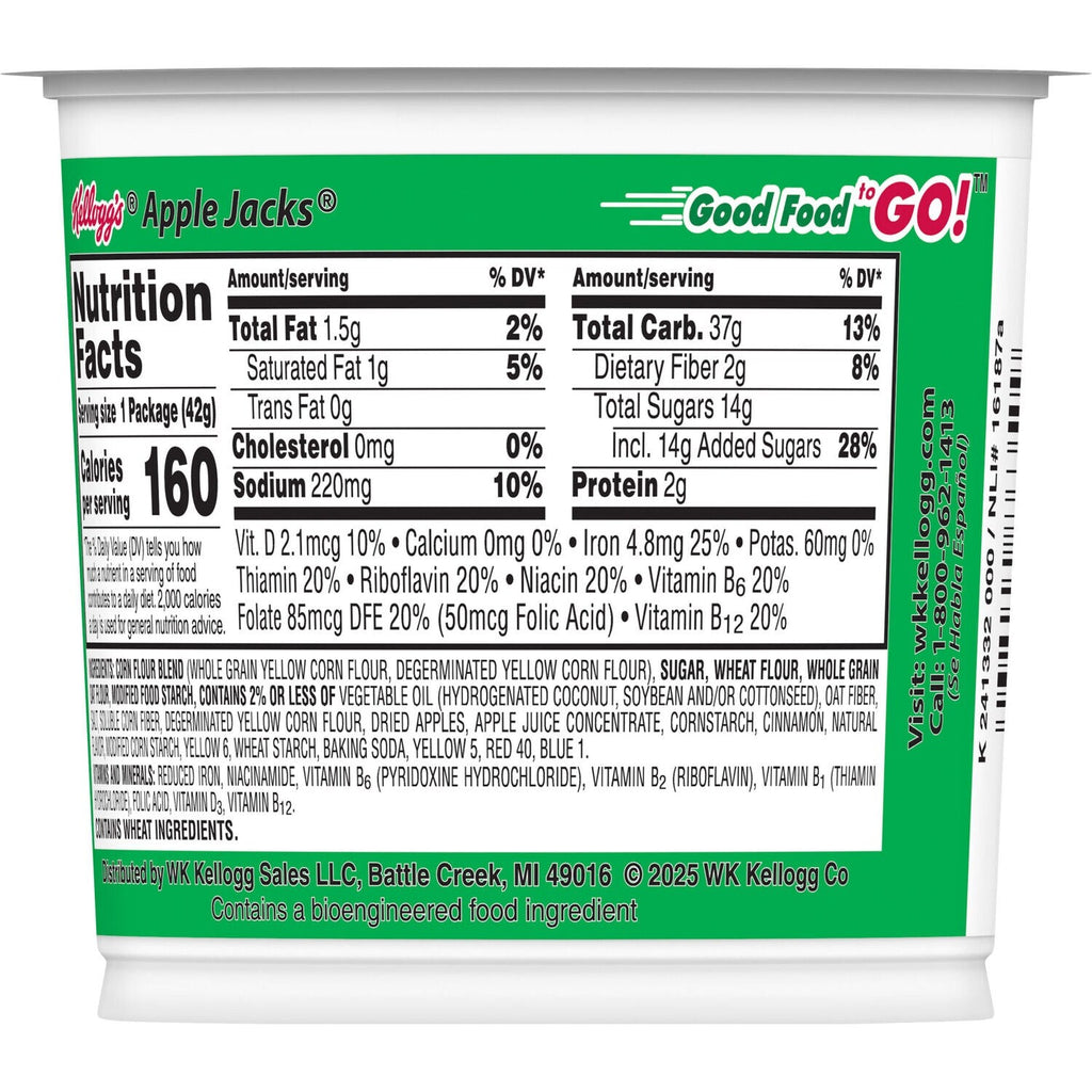 Kellogg's Original Apple Jacks Cereal Cup, 1-ct.