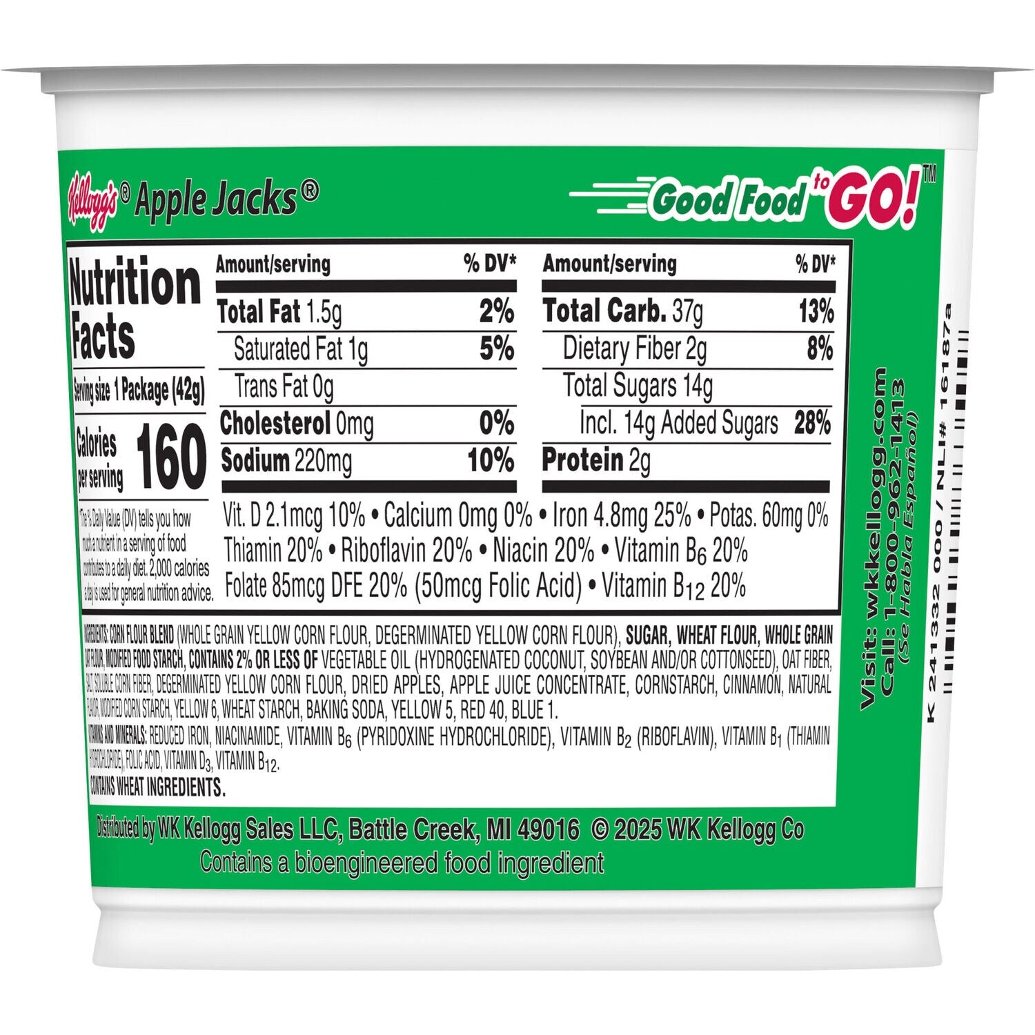 Kellogg's Original Apple Jacks Cereal Cup, 1-ct.