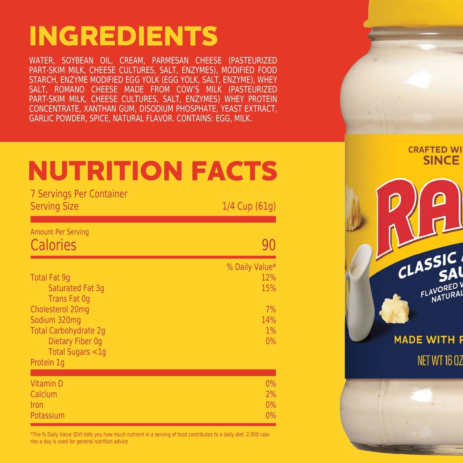 Ragu Classic Alfredo Sauce, Made with Real Cheese, 16 oz