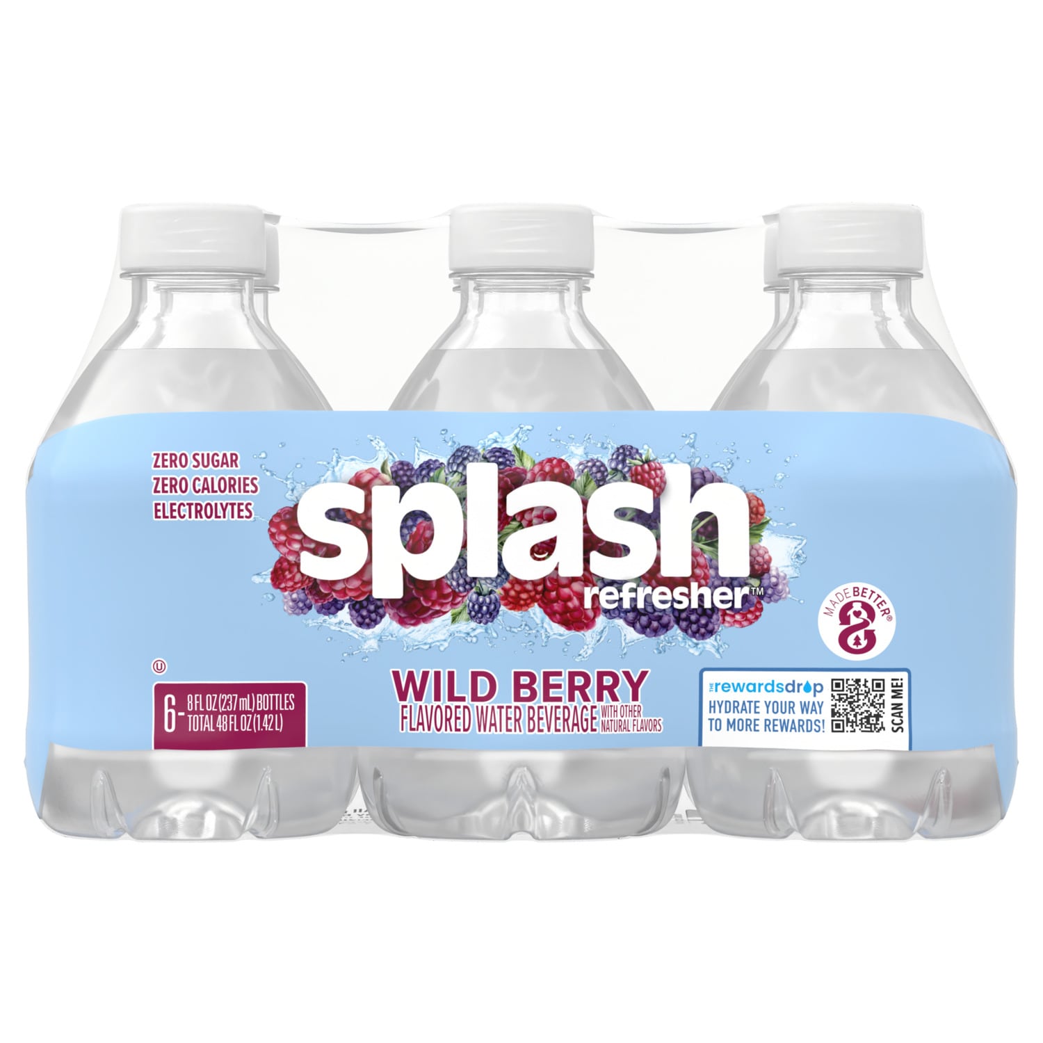 Splash Refresher - Wild Berry Flavored Water, 8 fl oz. 6-Pack