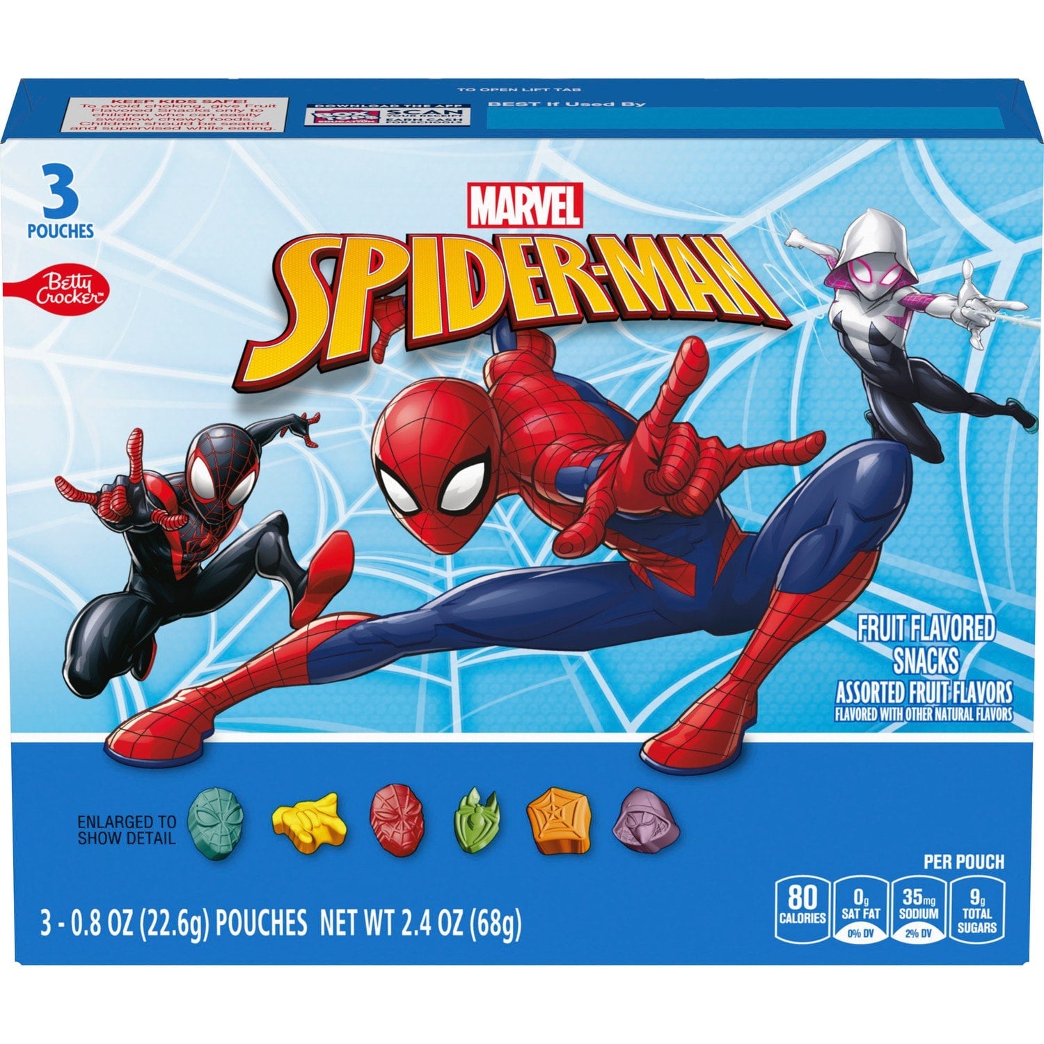 Betty Crocker Spiderman Fruit Snacks, 3 ct.
