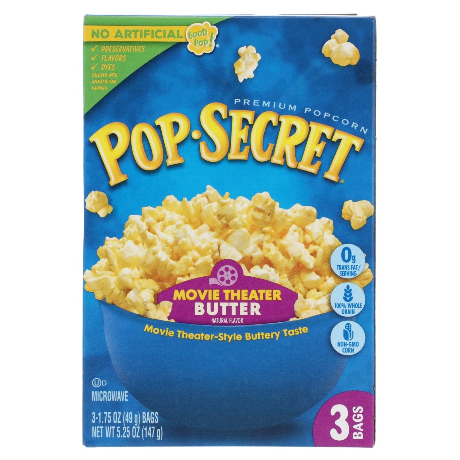 Pop Secret Popcorn, Movie Theater Butter Microwave Popcorn, 1.75-oz. Snack Bags, 3 ct.