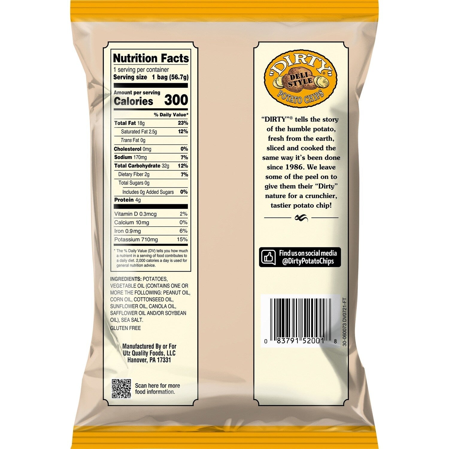 Dirty Sea Salted Potato Chips, 2-oz. Bags