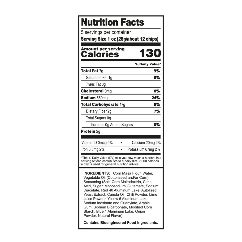 Fieras Chili and Lime Spicy Corn Rolled Tortilla Chips, 5-oz. Bag