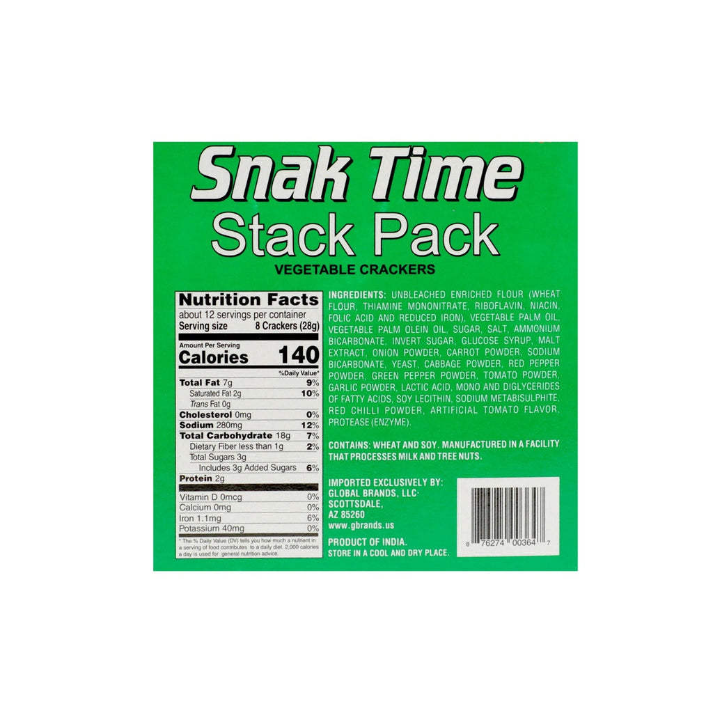 Global Brands Snak Time Stack Pack Vegetable Crackers, 12 oz. Box