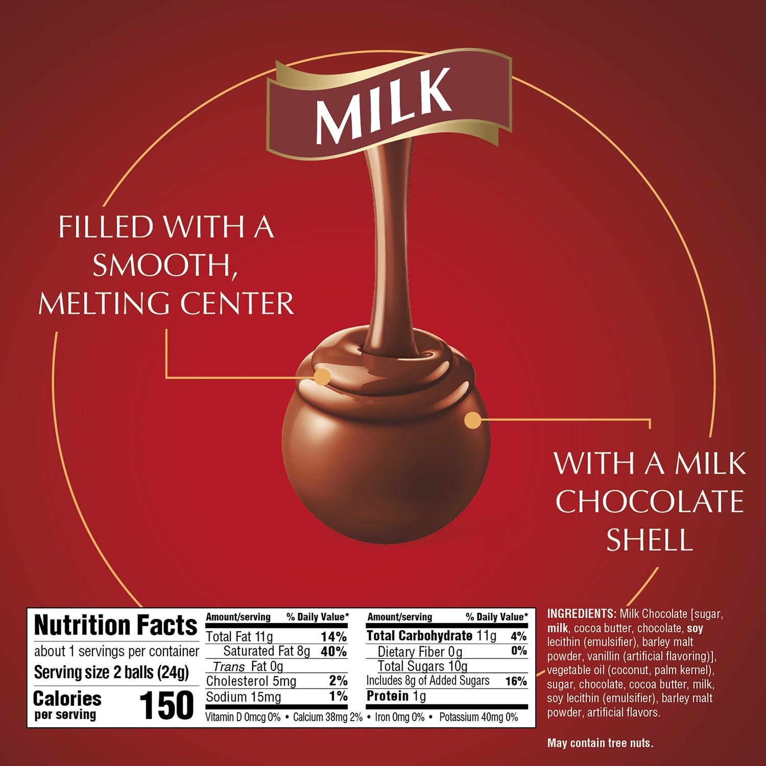 Lindt Lindor Milk Chocolate Truffles, 2-pc Pack.