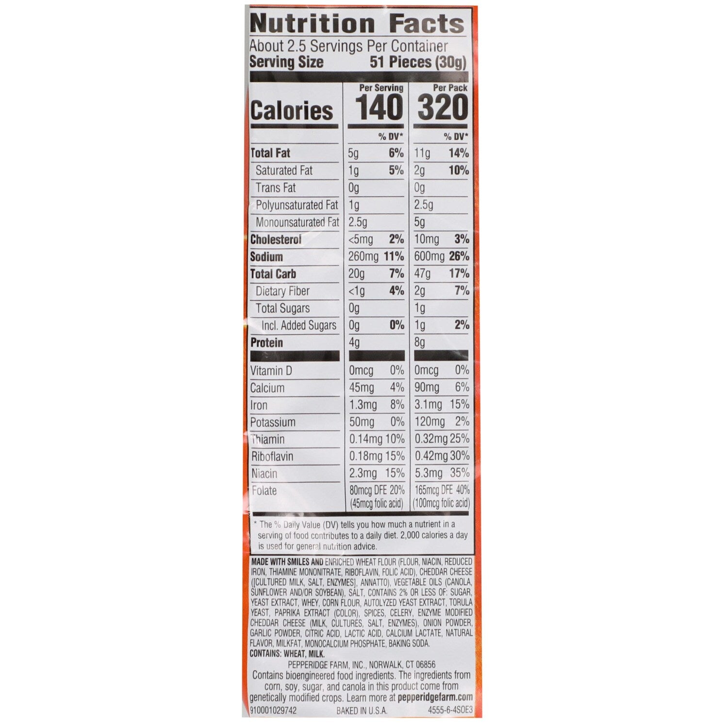 Pepperidge Farm Goldfish Flavor Blasted Xtra Cheddar Baked Snack Crackers, 2.45-oz. Pack