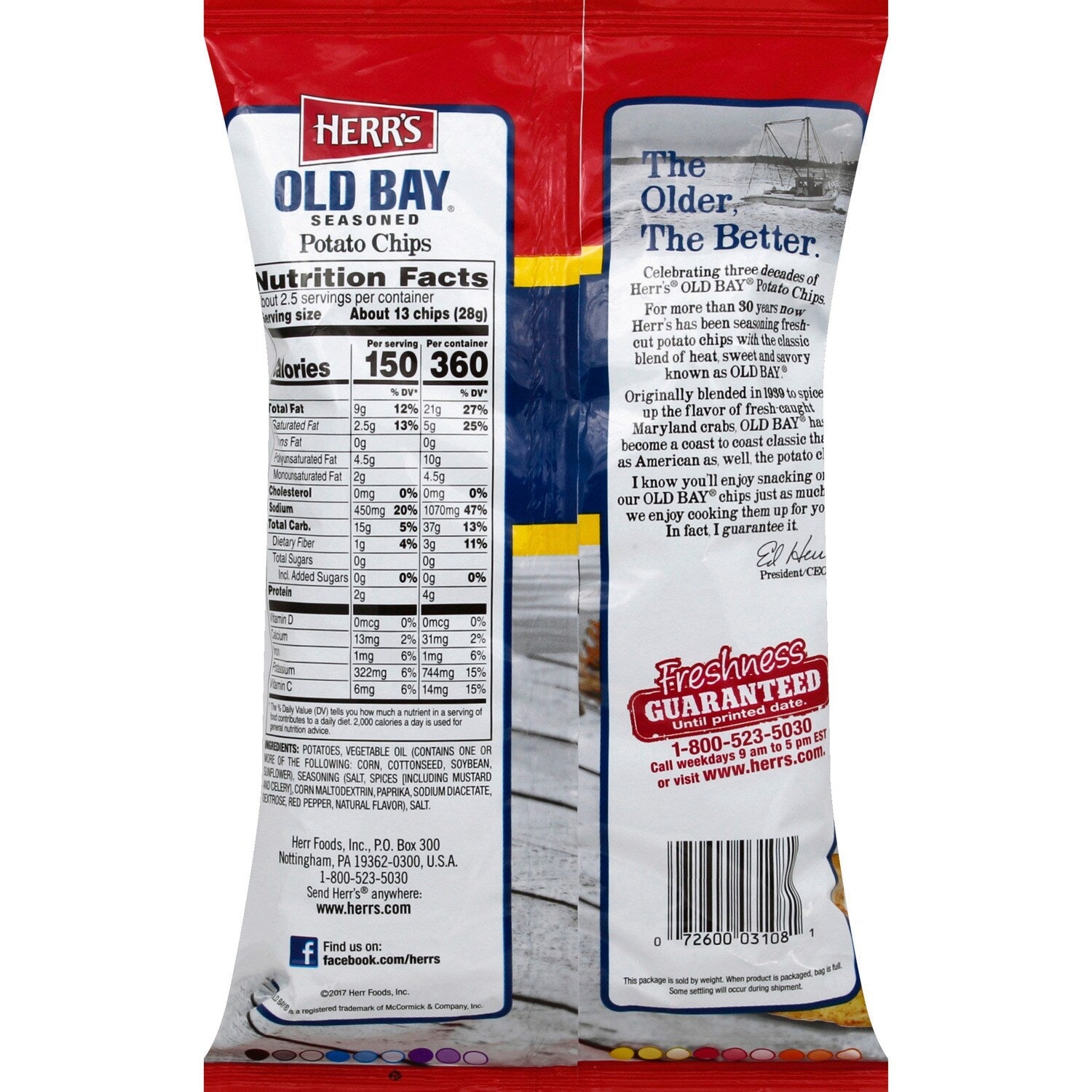 Herr's Old Bay Seasoned Potato Chips, 1-ct.