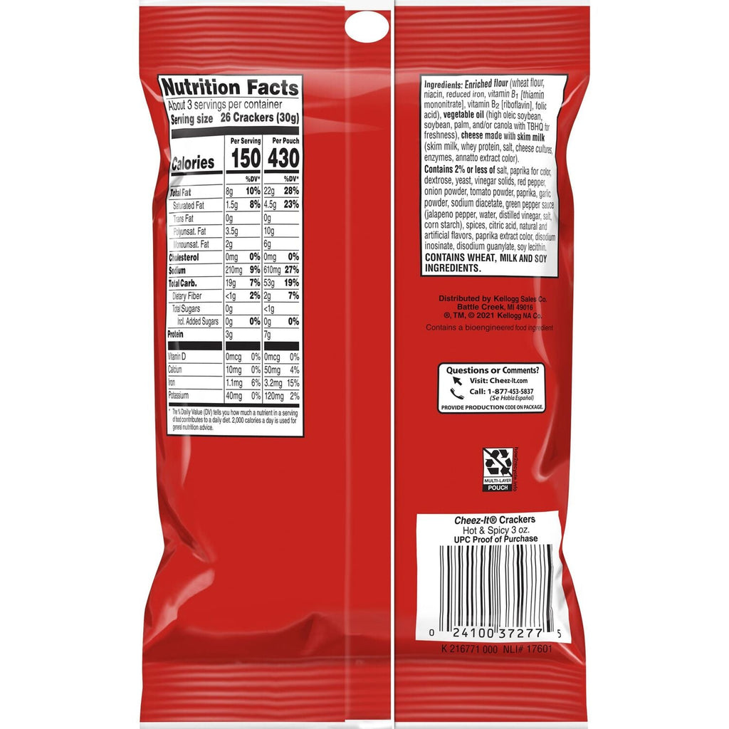 Cheeze-It Grab n' Go Hot and Spicy Baked Snack Crackers, 1-ct.