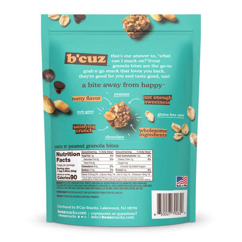 B'cuz Oats nâ Peanut Granola Bites, 2.6-oz. Bag