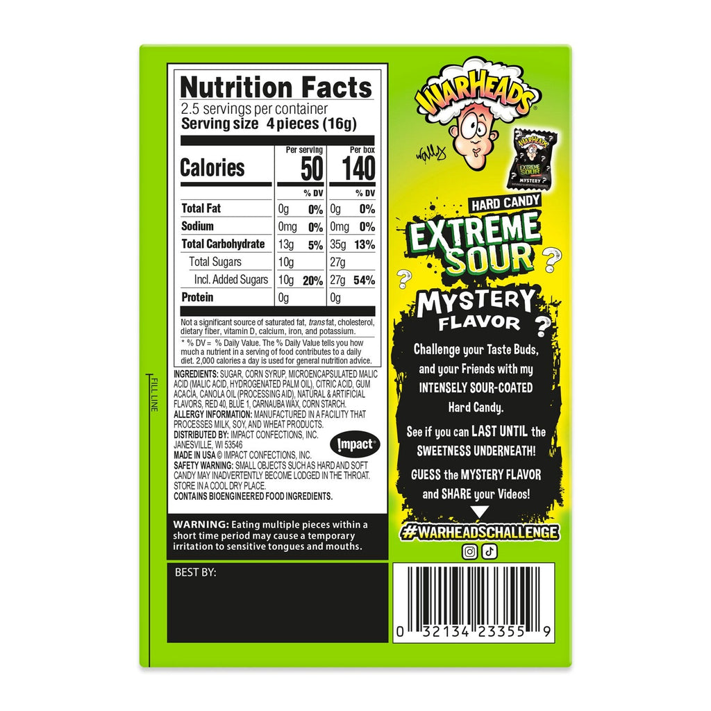 Warheads Extreme Sour Mystery Hard Candy, 1.5 oz.