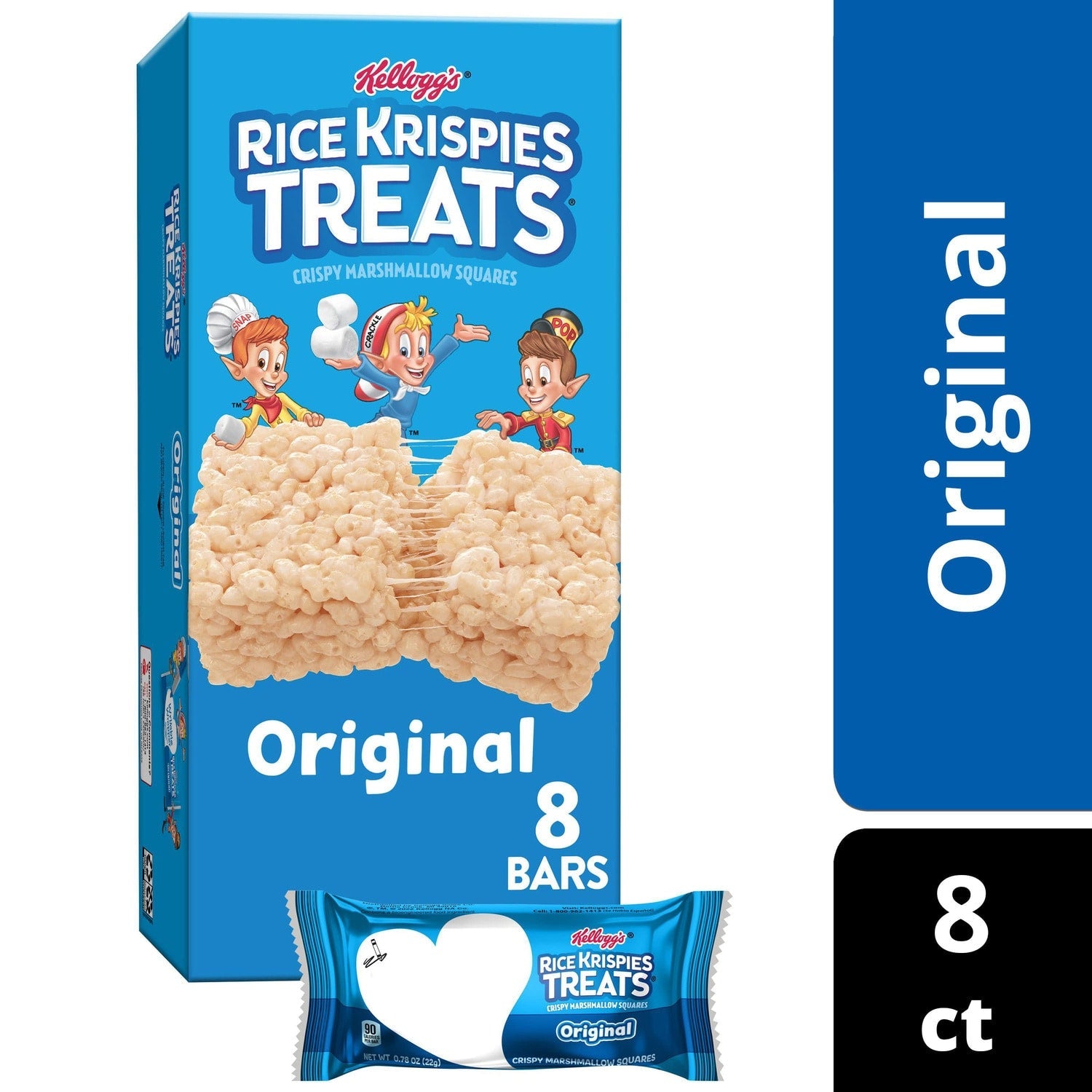 Kellogg's Rice Krispies Treats Crispy Marshmallow Squares, 8-pc Pack.