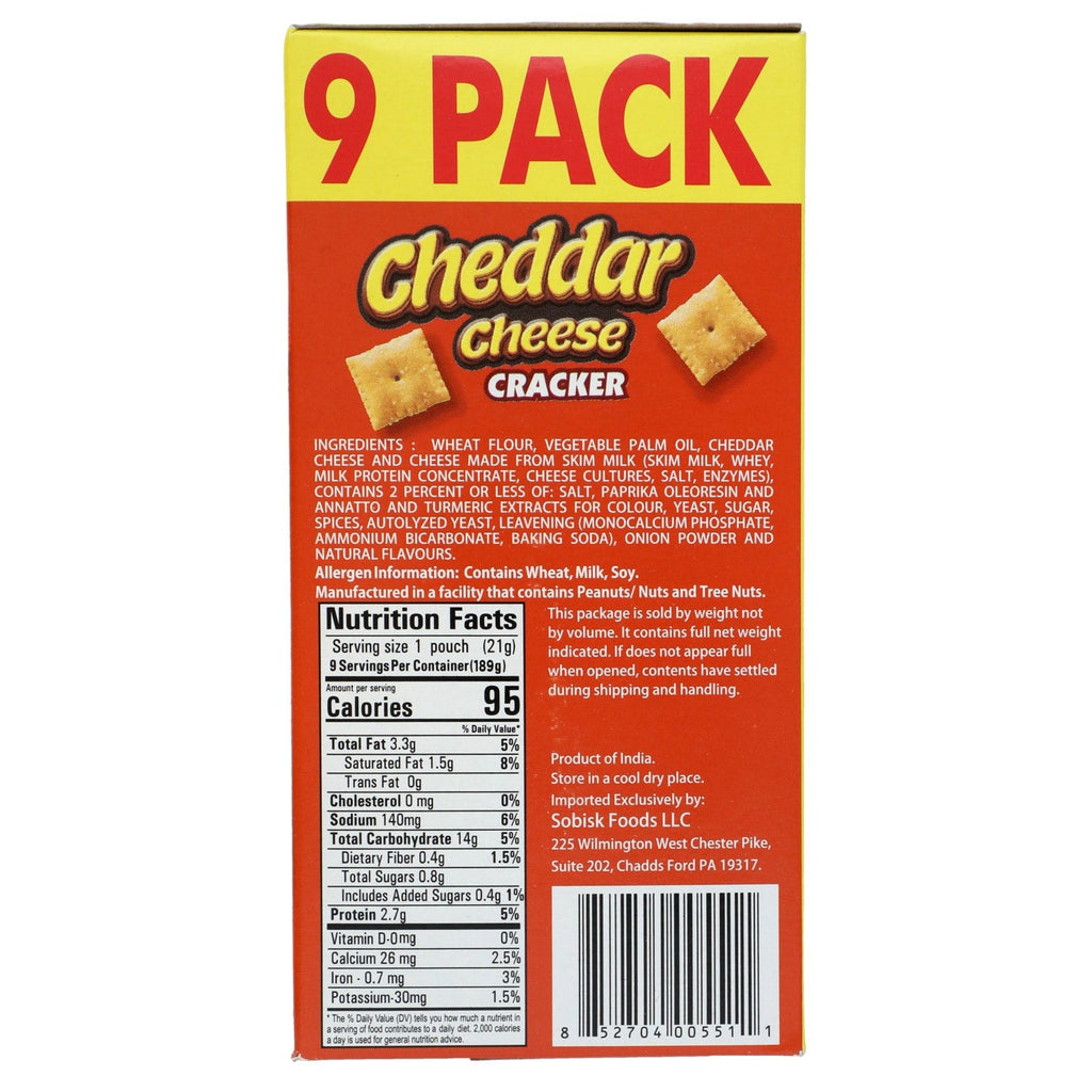 Sobisk Cheddar Cheese Crackers, 9-pack, 6.75 oz.