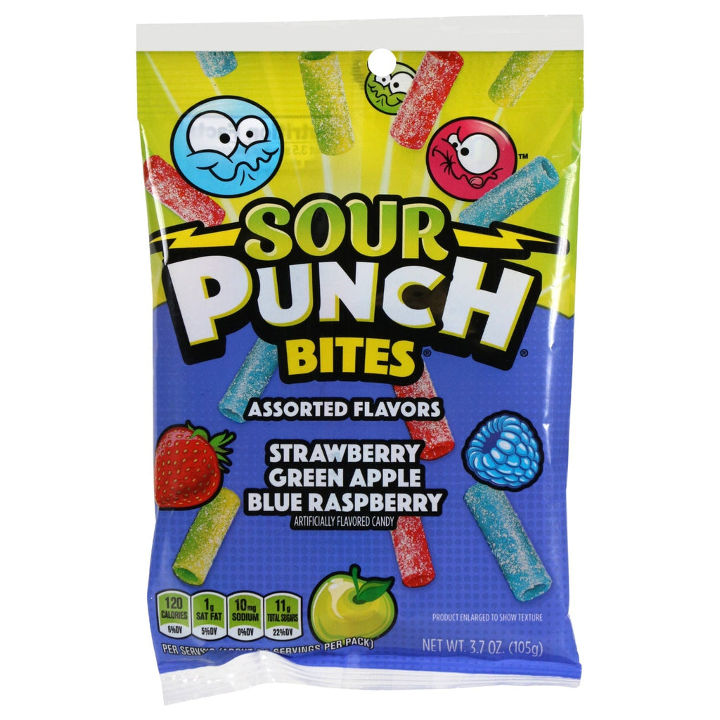 Sour Punch Bites Assorted Fruity Flavors Chewy Candy, 3.7-oz Bag
