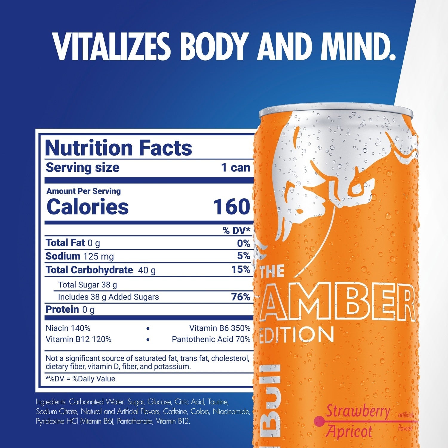 Red Bull Amber Edition Strawberry Apricot Flavored Energy Drink, 1-ct.