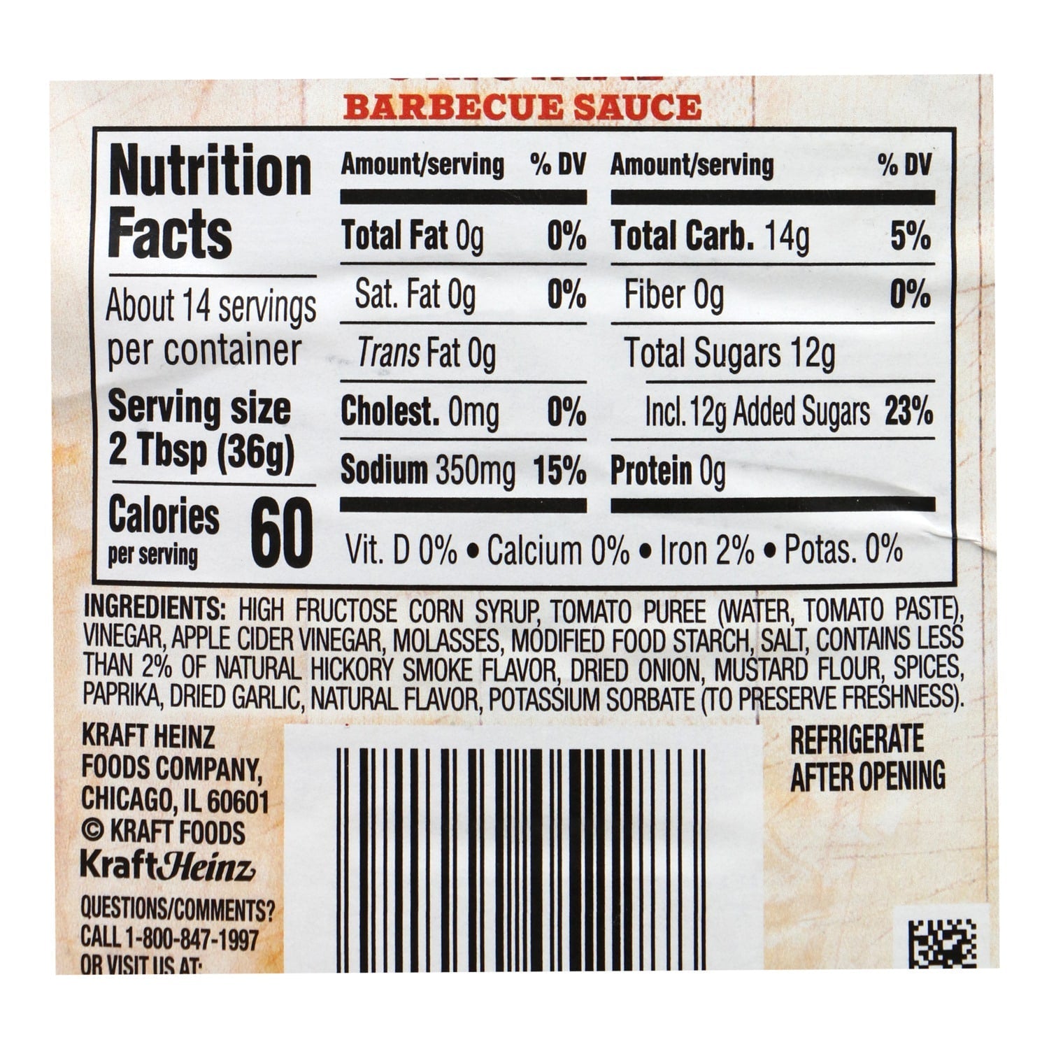 Kraft Original Barbecue Sauce, 18 oz. Bottles