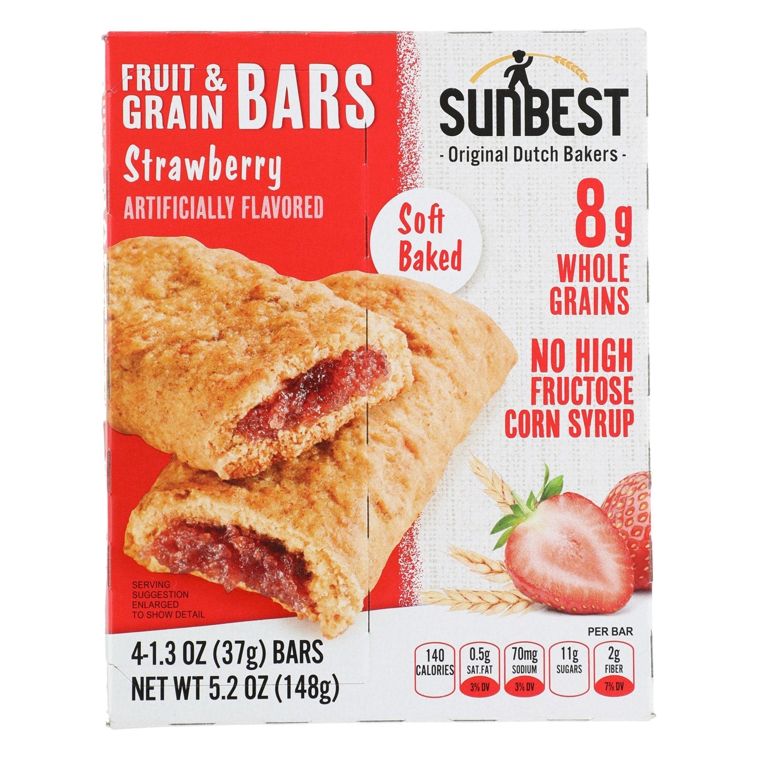 Sunbest Strawberry-Flavored Fruit And Grain Bars, 4-pc Pack.