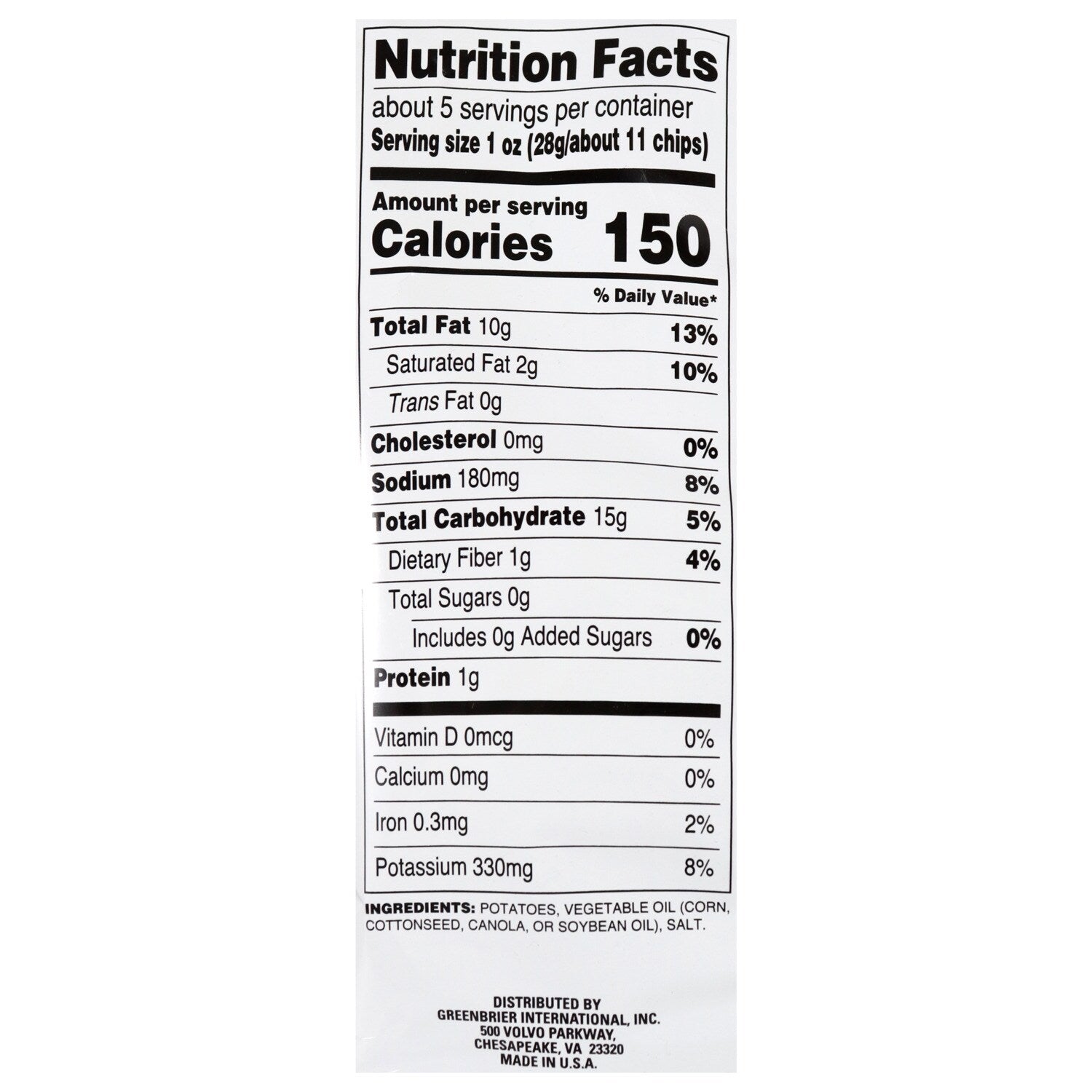 Homestyle Select Wavy Potato Chips, 5-oz. Bag