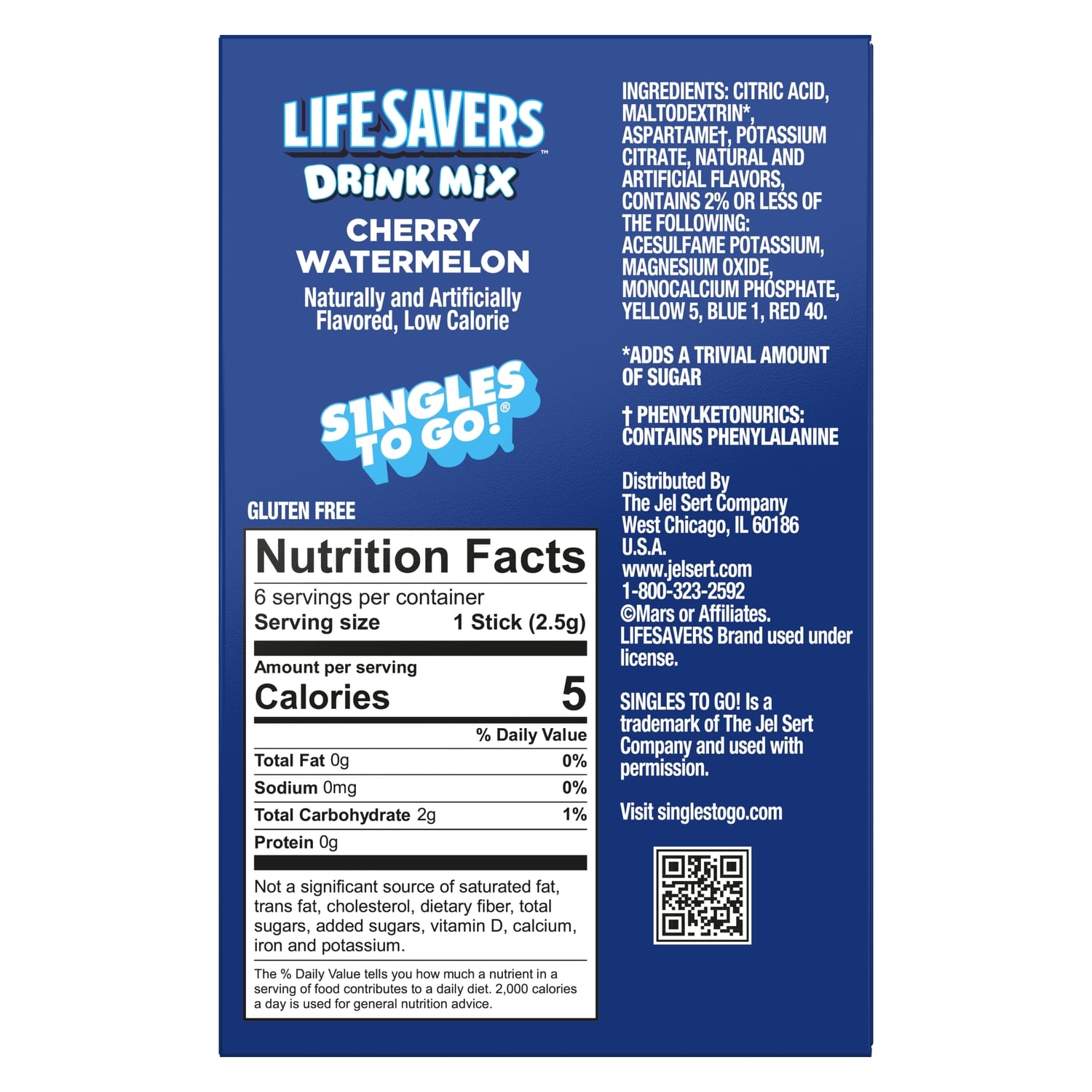 Life Savers Cherry Watermelon-flavored Drink Sticks, 6-pc Pack.