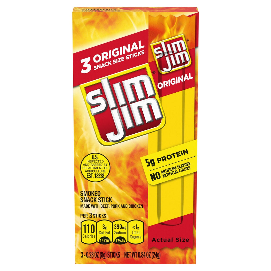 Slim Jim Original Snack Size Sticks, 3-ct. Box