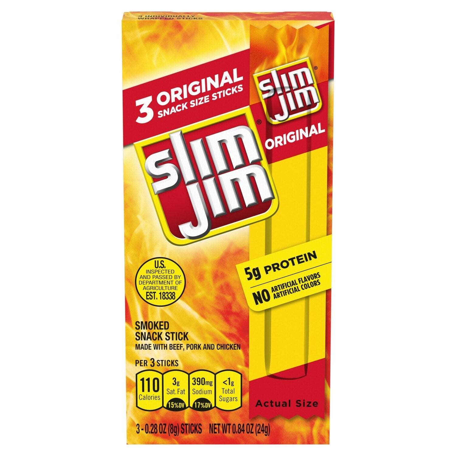 Slim Jim Original Snack Size Sticks, 3-ct. Box