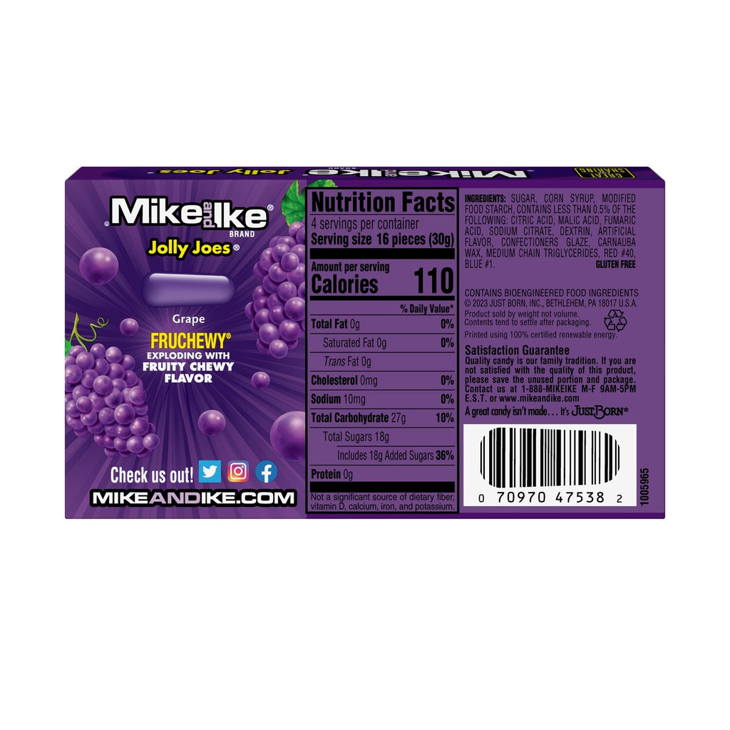 Mike And Ike Jolly Joes Grape Theater Box Candy, 4.25 oz.