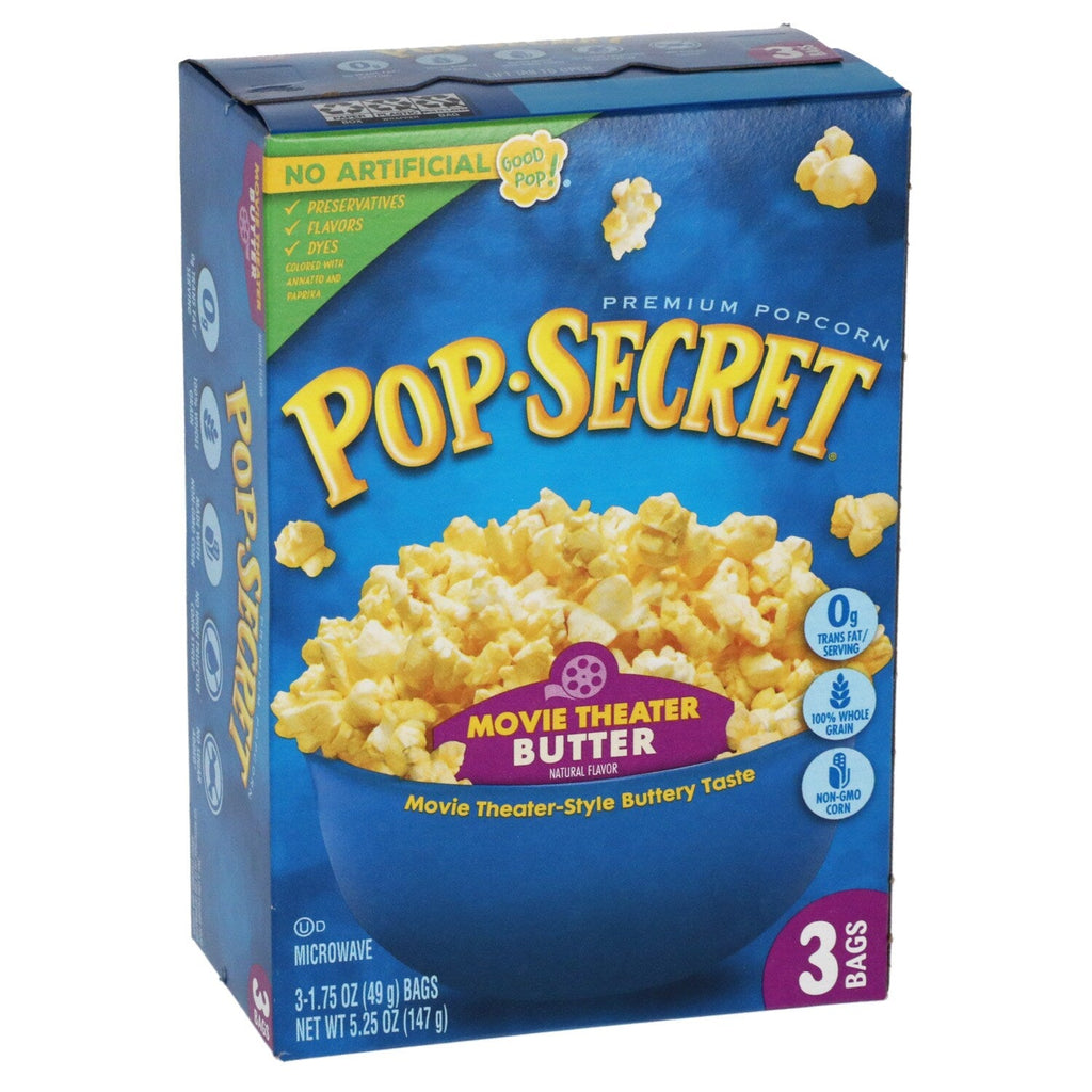 Pop Secret Popcorn, Movie Theater Butter Microwave Popcorn, 1.75-oz. Snack Bags, 3 ct.