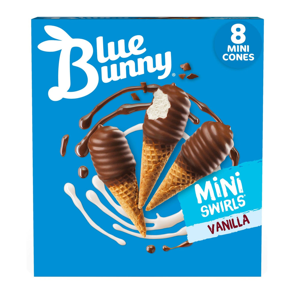 Blue Bunny Chocolate-Dipped Vanilla Mini Swirls Ice Cream Cones, 8-ct. Box