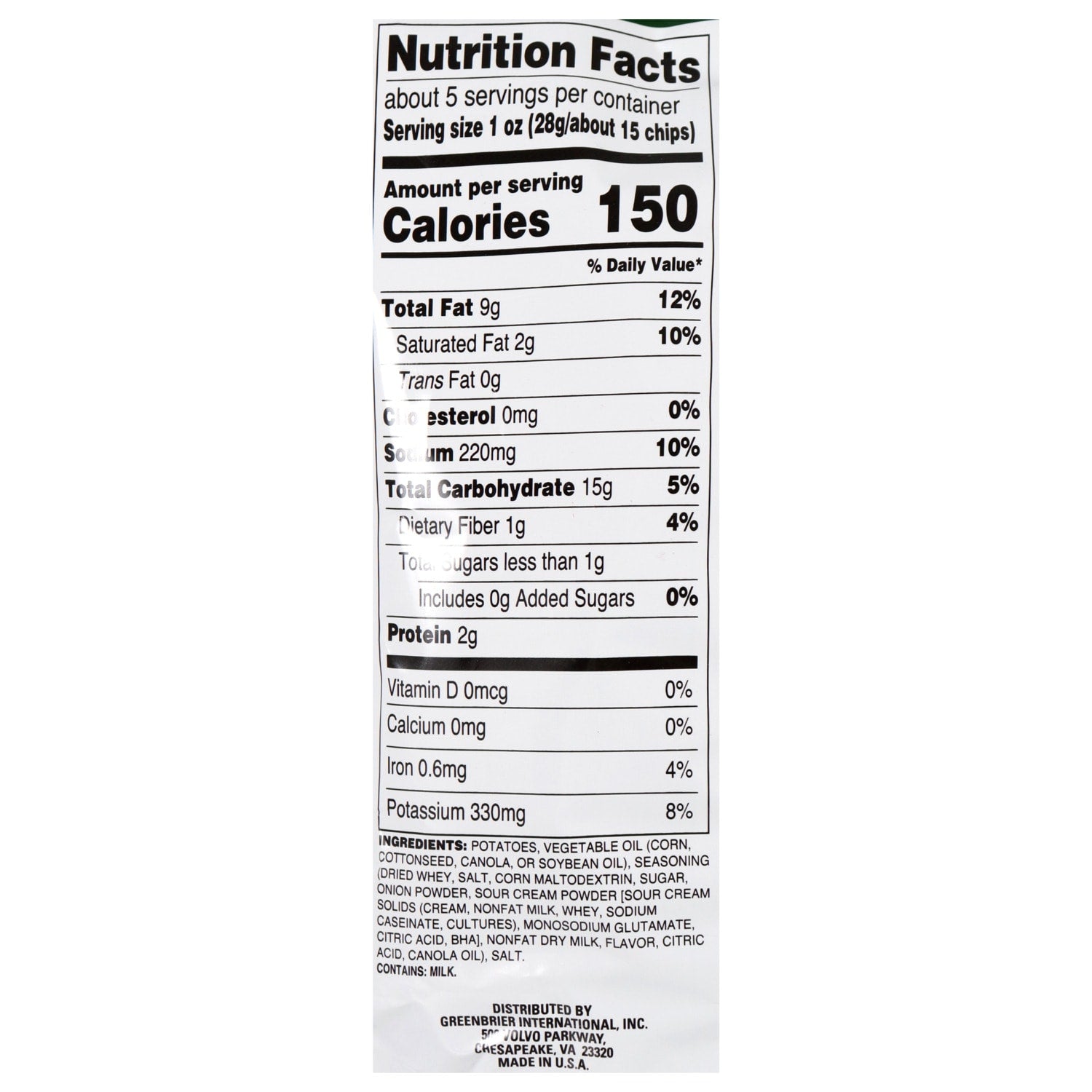Home Style Select Sour Cream and Onion Potato Chips, 5 oz.