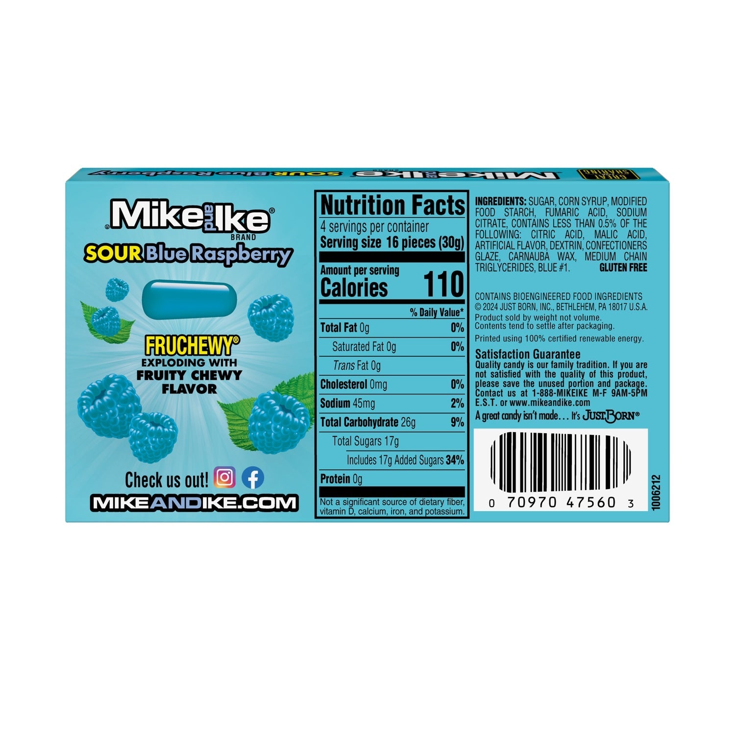 Mike and Ike Sour Blue Raspberry Theater Box, 1-ct.