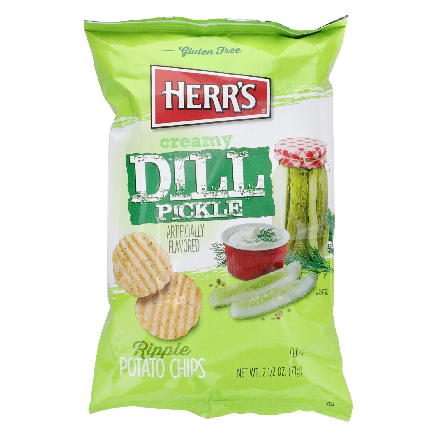 Herr's Creamy Dill Pickle Ripple Potato Chips, 1-ct.