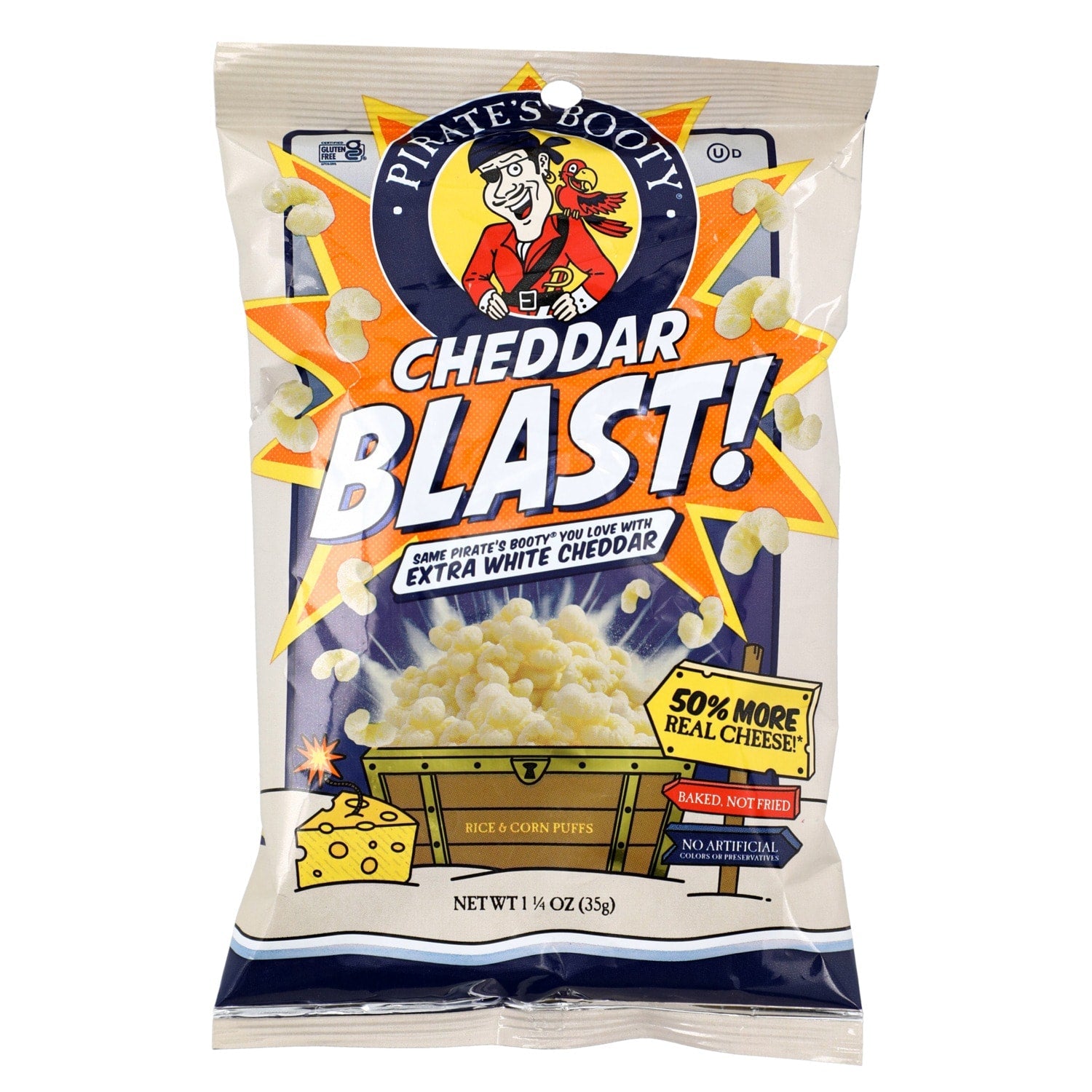 Pirate's Booty Cheddar Blast White Cheddar Baked Popcorn, 1.25-oz.