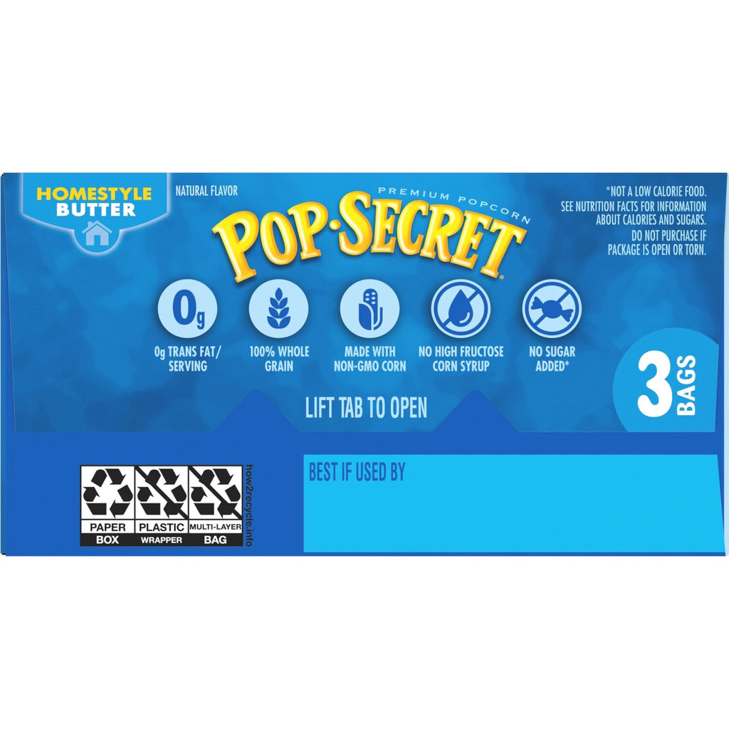 Pop Secret Popcorn Homestyle Butter Microwave Popcorn, 3 ct.