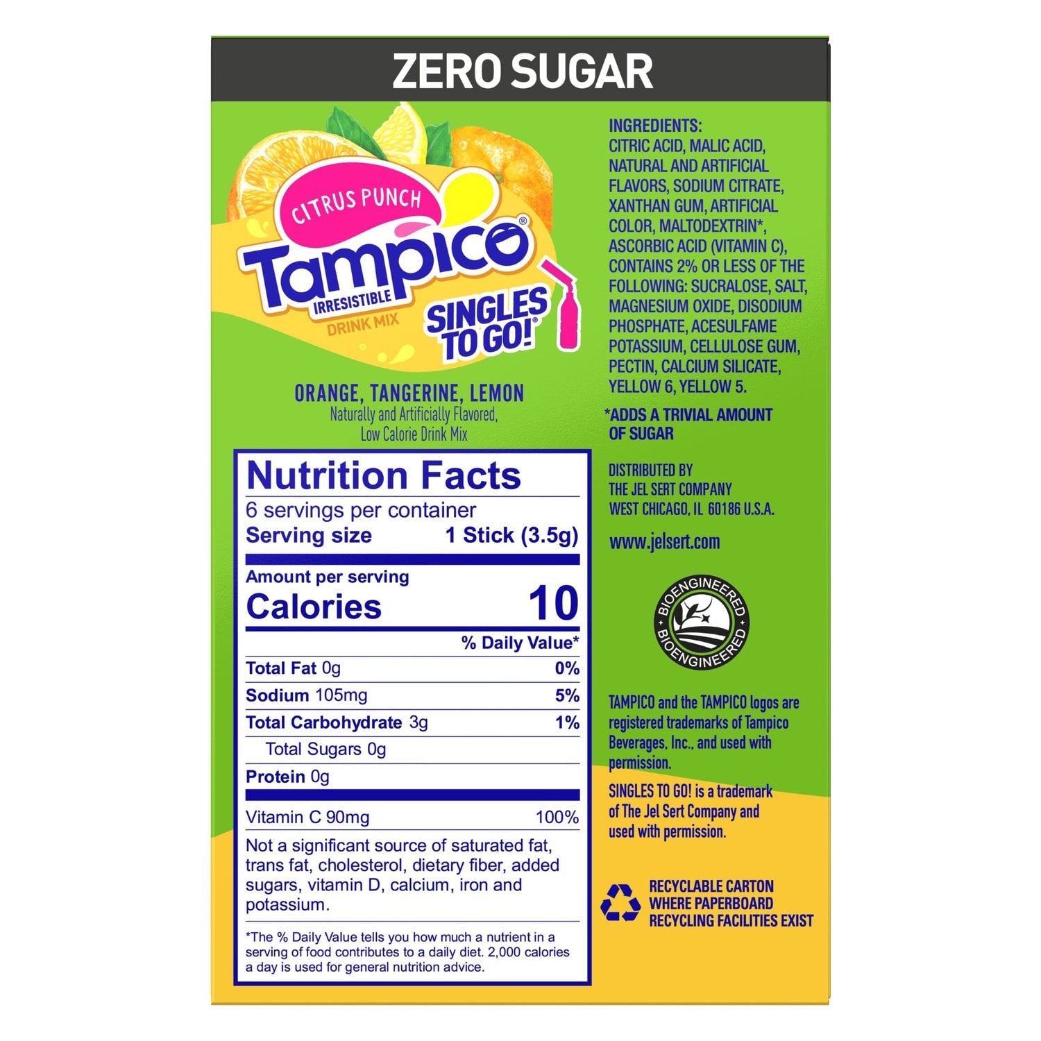 Tampico Zero Sugar Citrus Punch, 6-pc Pack.