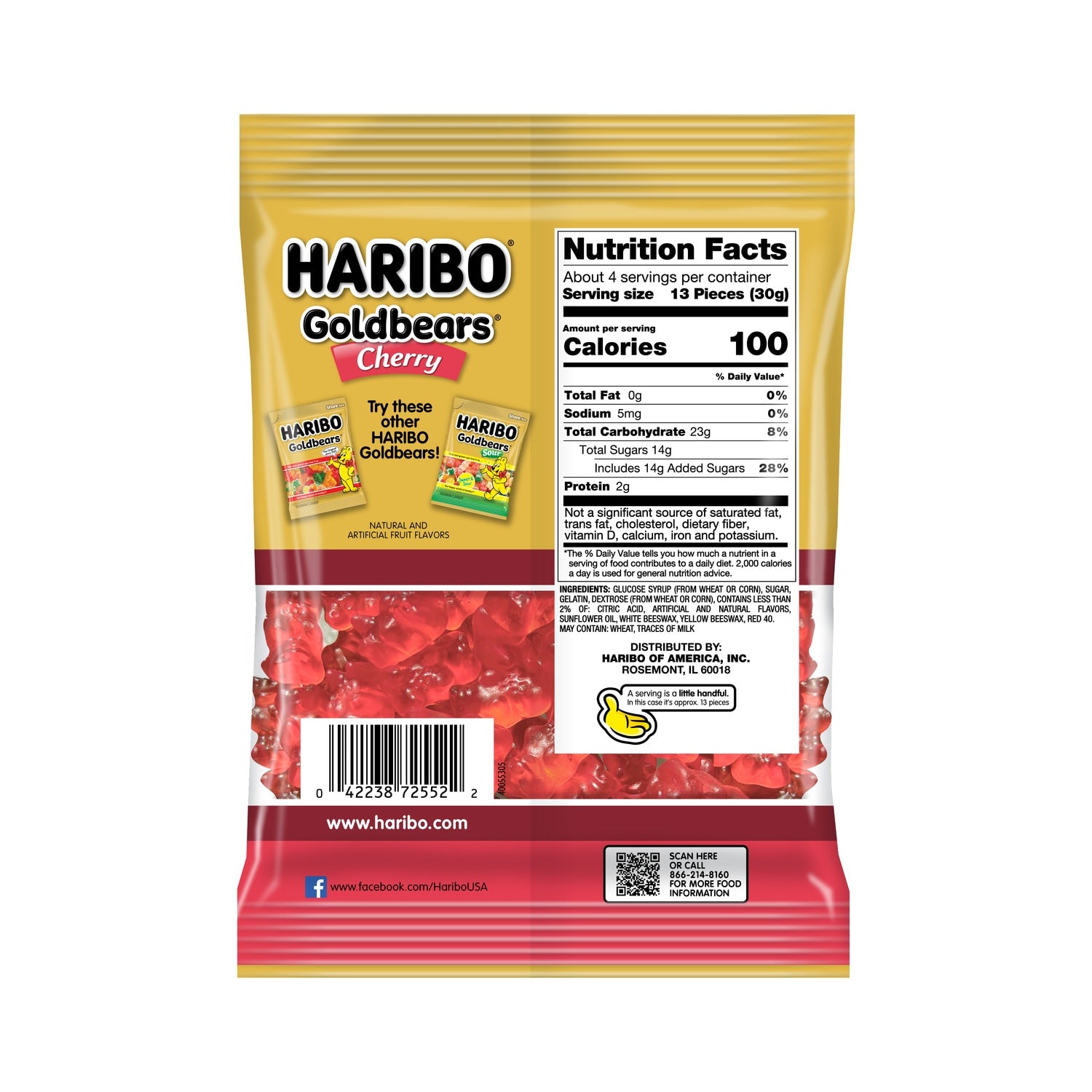 Haribo Cherry-Flavored Goldbears Gummy Bears, 4 oz.