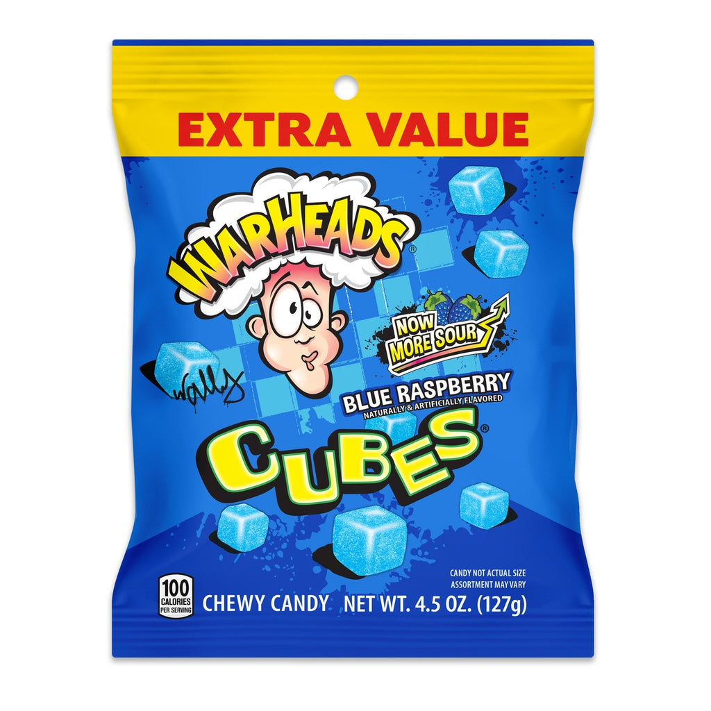 Warheads Blue Raspberry Cubes, 4.5-oz. Bags