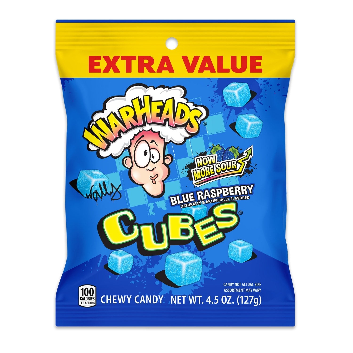 Warheads Blue Raspberry Cubes, 4.5-oz. Bags