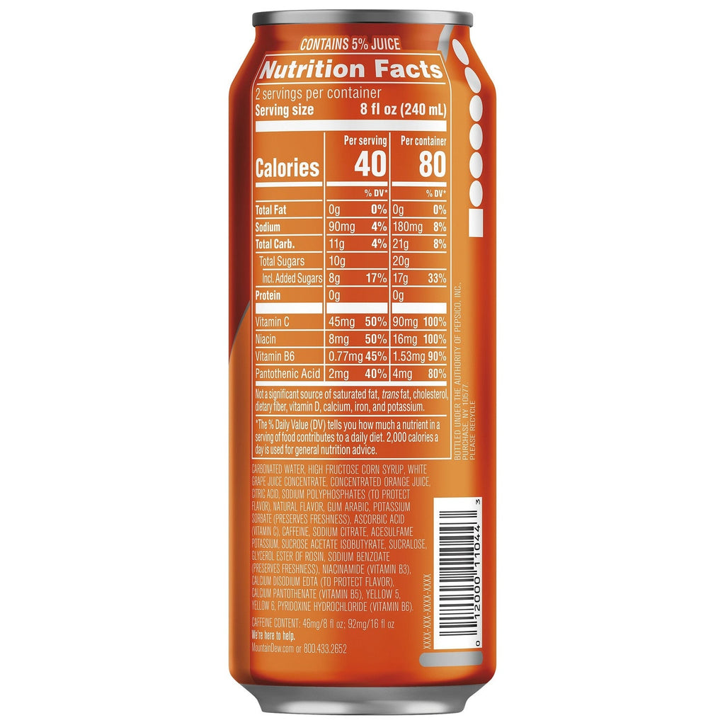 Mountain Dew KickStart Energizing Orange Citrus Flavored Juice Drink 16 oz