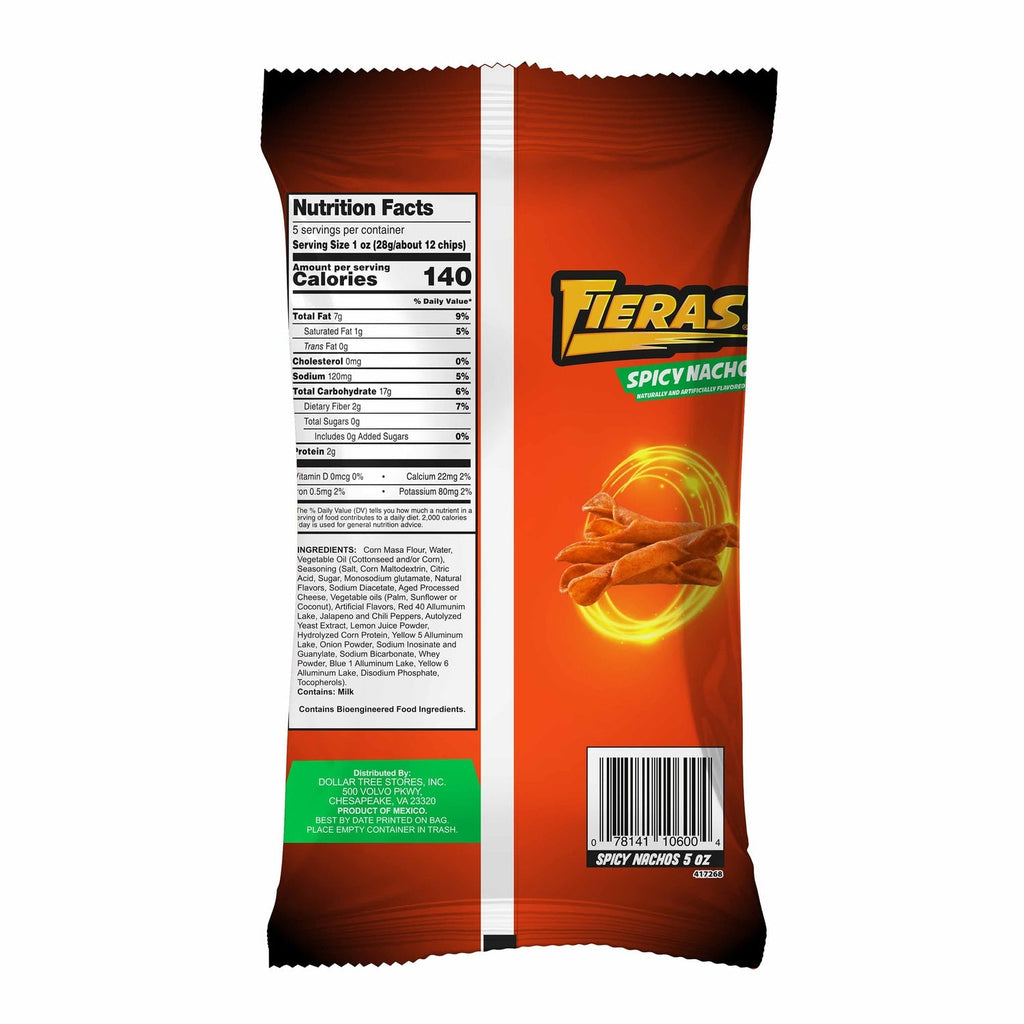 Fieras Spicy Nachos Tortilla Chips, 1-ct.