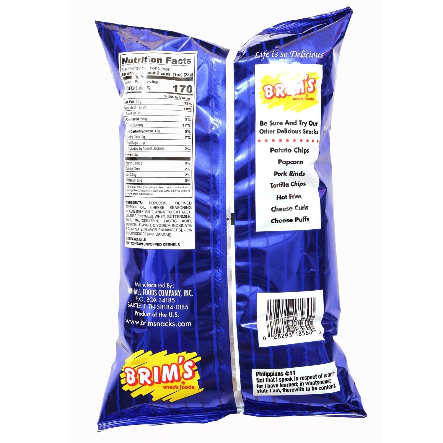 Brim's Gourmet White Cheddar Popcorn, 6-oz. Bags