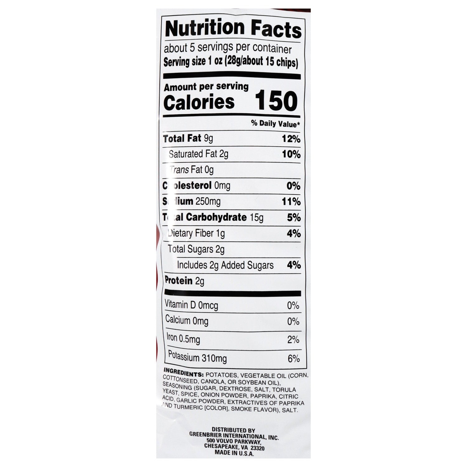 Homestyle Select Barbecue Chips, 5-oz. Bag